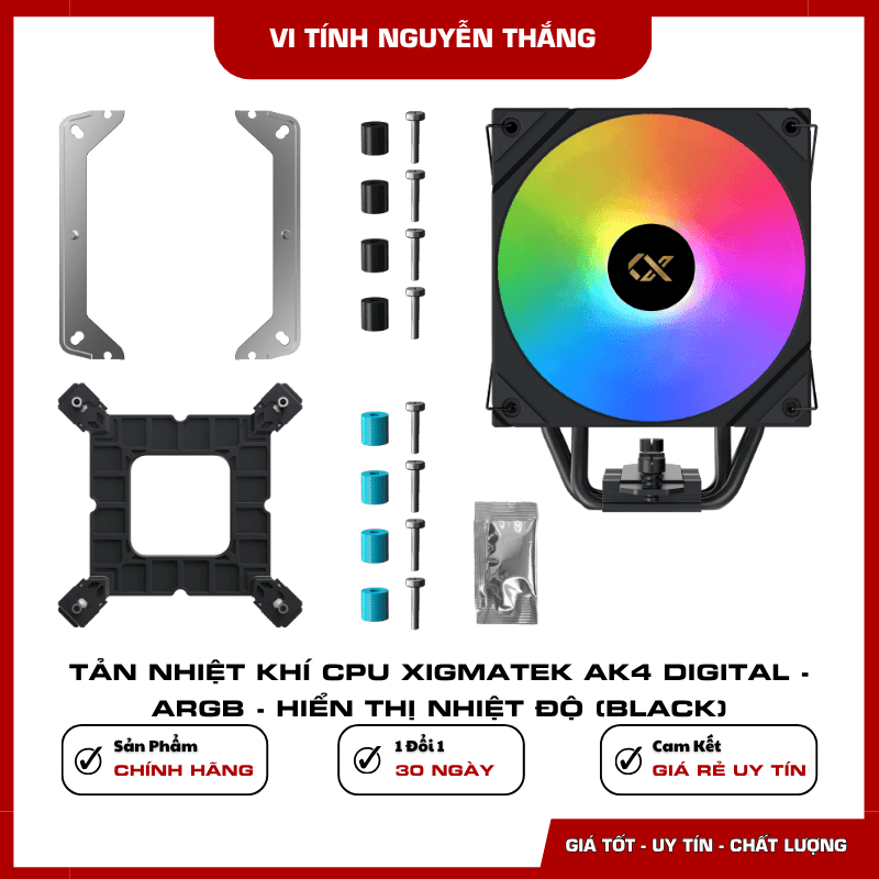 Quạt ARGB PWM 120 mm trên tản nhiệt Xigmatek AK4 Digital Black
