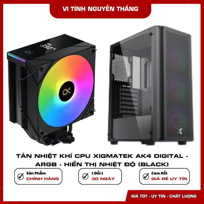 Bốn ống dẫn nhiệt 6 mm của Xigmatek AK4 Digital Black