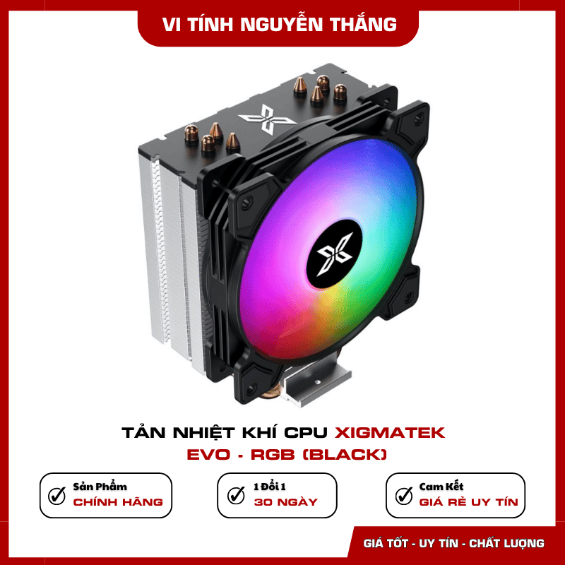 Thiết kế Black RGB của tản nhiệt khí CPU Xigmatek EVO