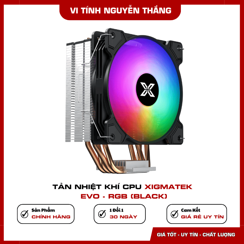 Tản nhiệt khí CPU Xigmatek EVO RGB Black 4 ống đồng
