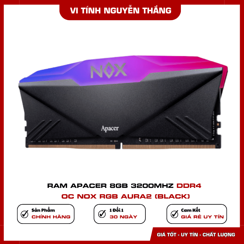 Tản nhiệt màu đen của RAM Apacer NOX RGB AURA2