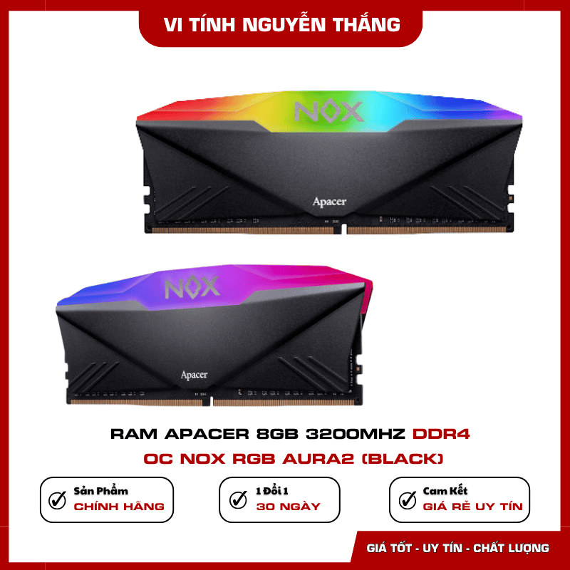 Hiệu ứng ánh sáng RGB trên RAM Apacer NOX AURA2