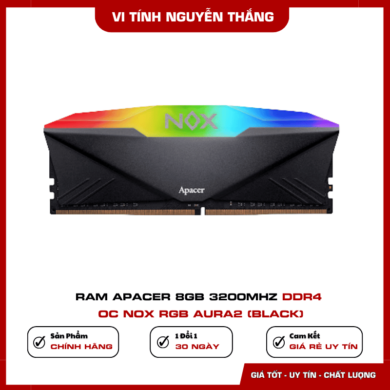 Ram Apacer NOX RGB AURA2 8GB DDR4 3200MHz màu đen