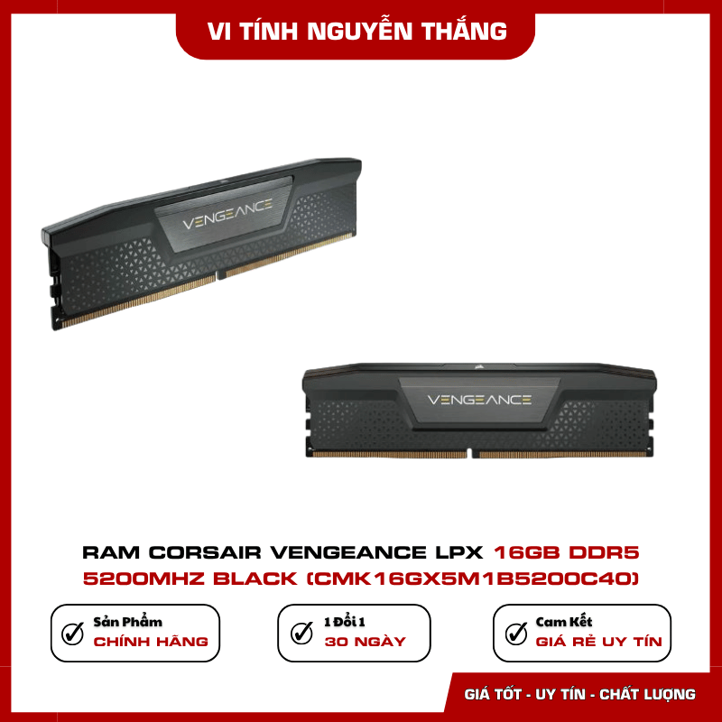 Bộ nhớ Corsair Vengeance DDR5 5200MHz dung lượng 16GB
