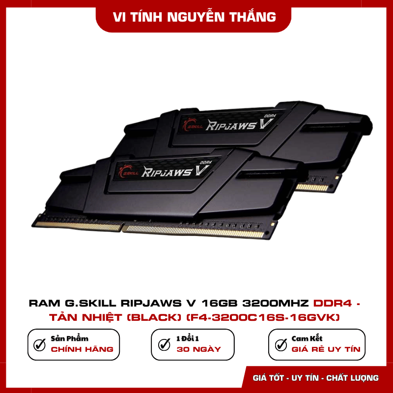 Tản nhiệt RAM G.Skill Ripjaws V Black F4-3200C16S-16GVK
