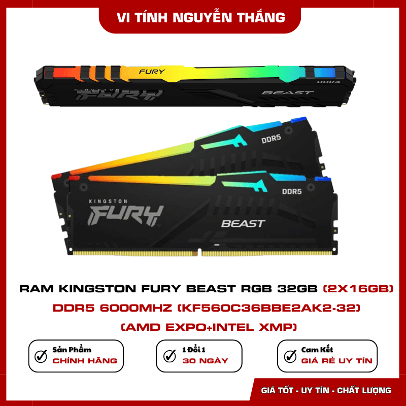 Kingston FURY Beast RGB DDR5 6000MTs CL36