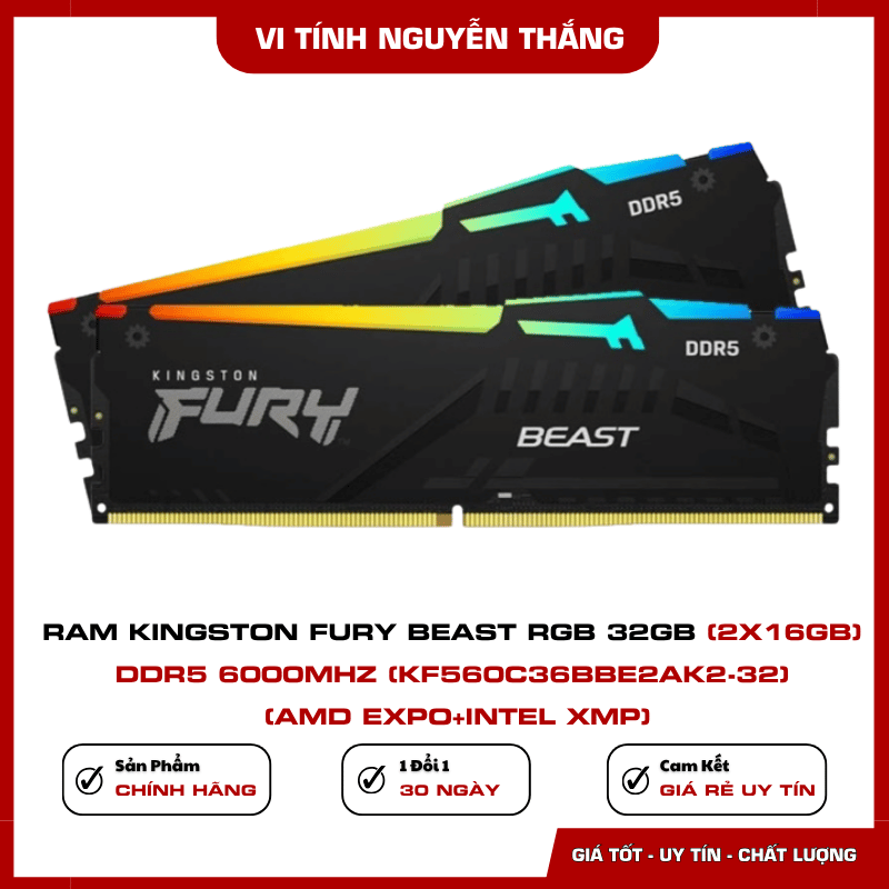 RAM Kingston FURY Beast RGB 32GB 2x16GB DDR5