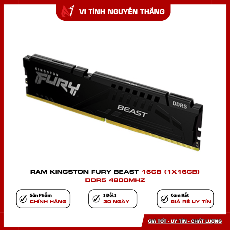 RAM Kingston Fury Beast DDR5 thiết kế tản nhiệt