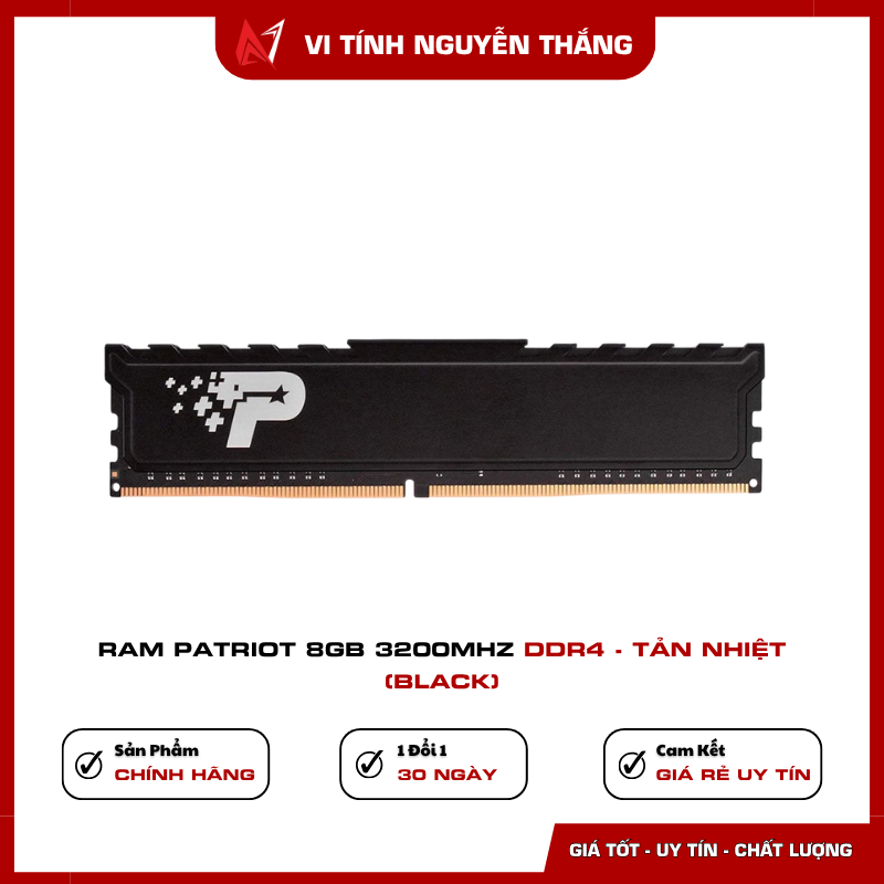 Ram Patriot 8GB 3200MHz DDR4 tản nhiệt Black