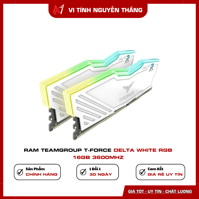 Ram TeamGroup T-Force Delta White RGB 16GB 3600MHz DDR4