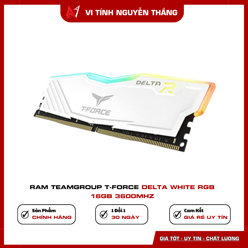 Ram TeamGroup T-Force Delta White RGB 16GB 3600MHz DDR4