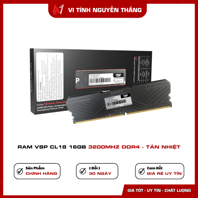 Thiết kế tản nhiệt RAM VSP DDR4 16GB 3200MHz