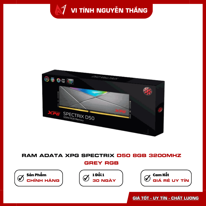 Ram ADATA XPG Spectrix D50 8GB 3200MHz Grey RGB