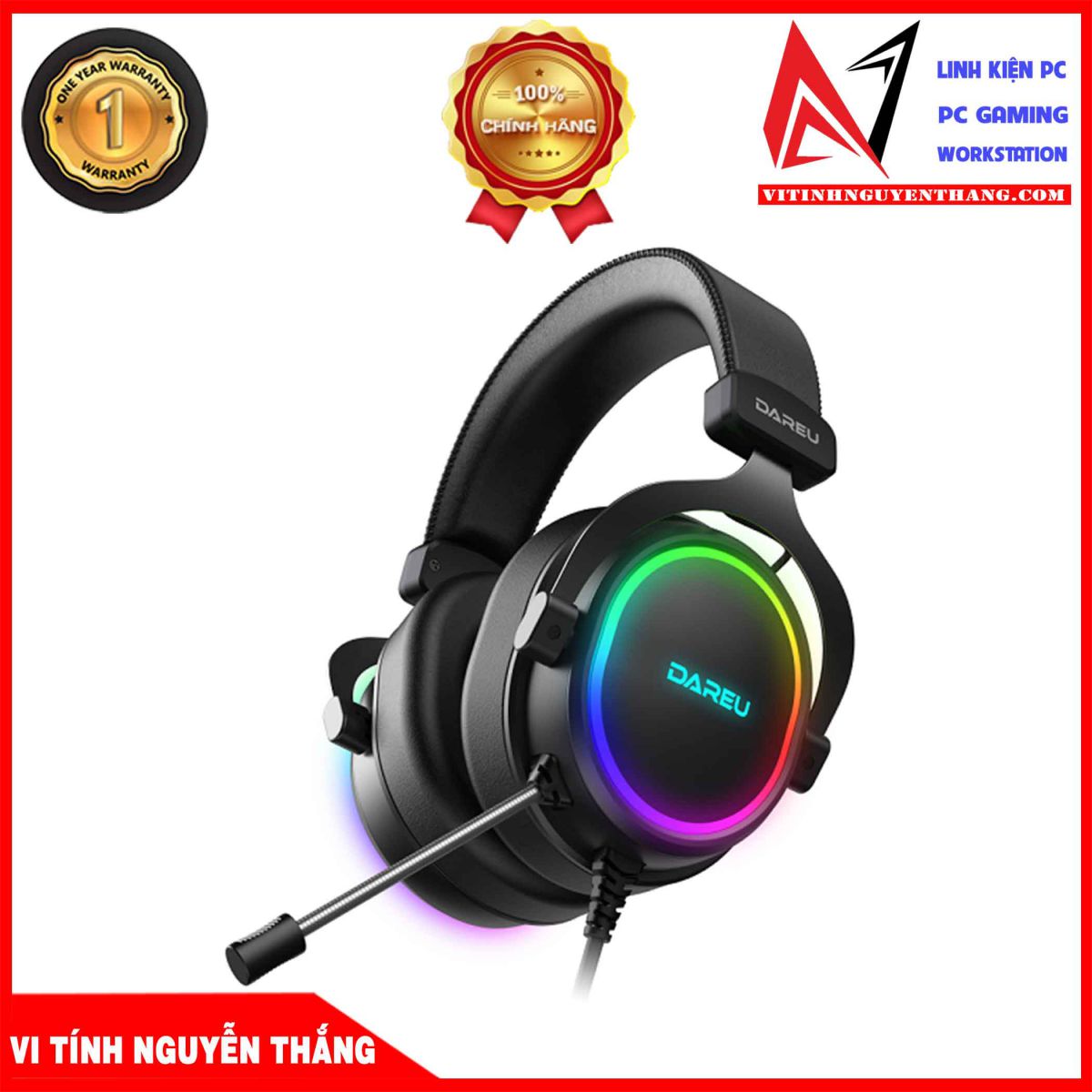 Vi Tính Nguyễn Thắng - Tai nghe dareu Mỉacle eh925 RGB 7.1 Black