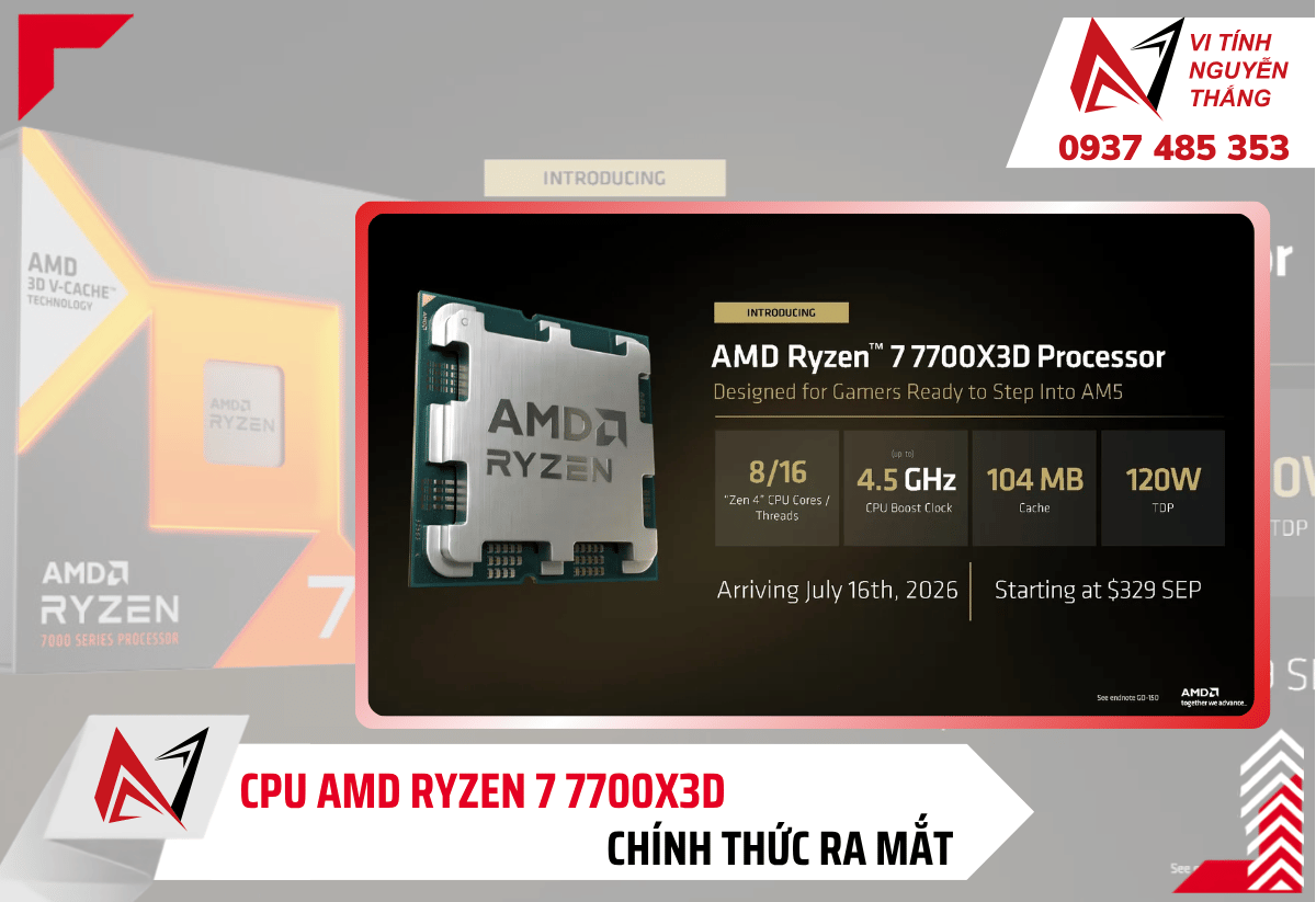 CPU AMD Ryzen 7 7700X3D chính thức ra mắt trên nền tảng AM5
