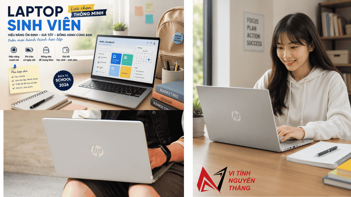 Laptop mỏng nhẹ pin trâu cho sinh viên thường xuyên mang máy đến lớp