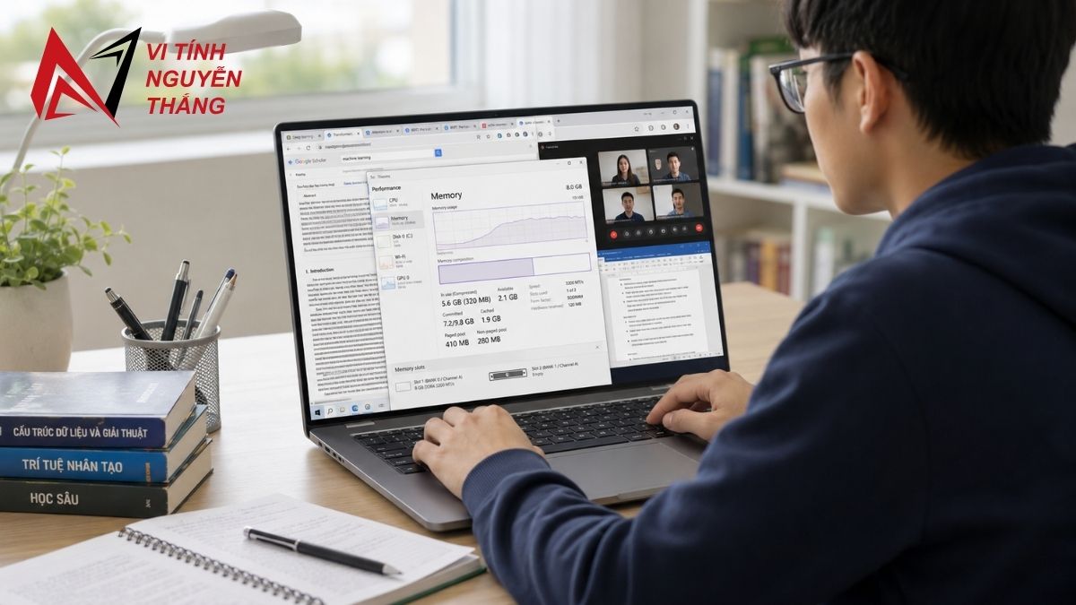 Kiểm tra dung lượng RAM máy tính sinh viên bằng Task Manager