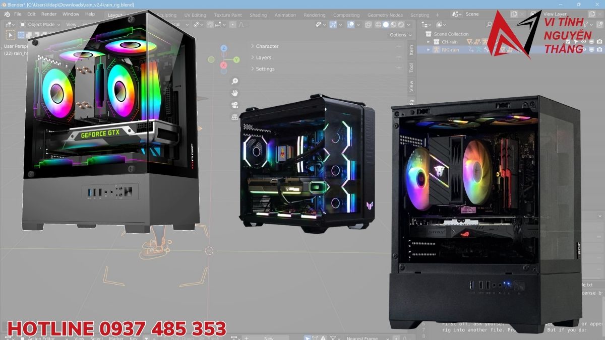 Kỹ thuật viên Vi Tính Nguyễn Thắng test máy render 3D tại cửa hàng