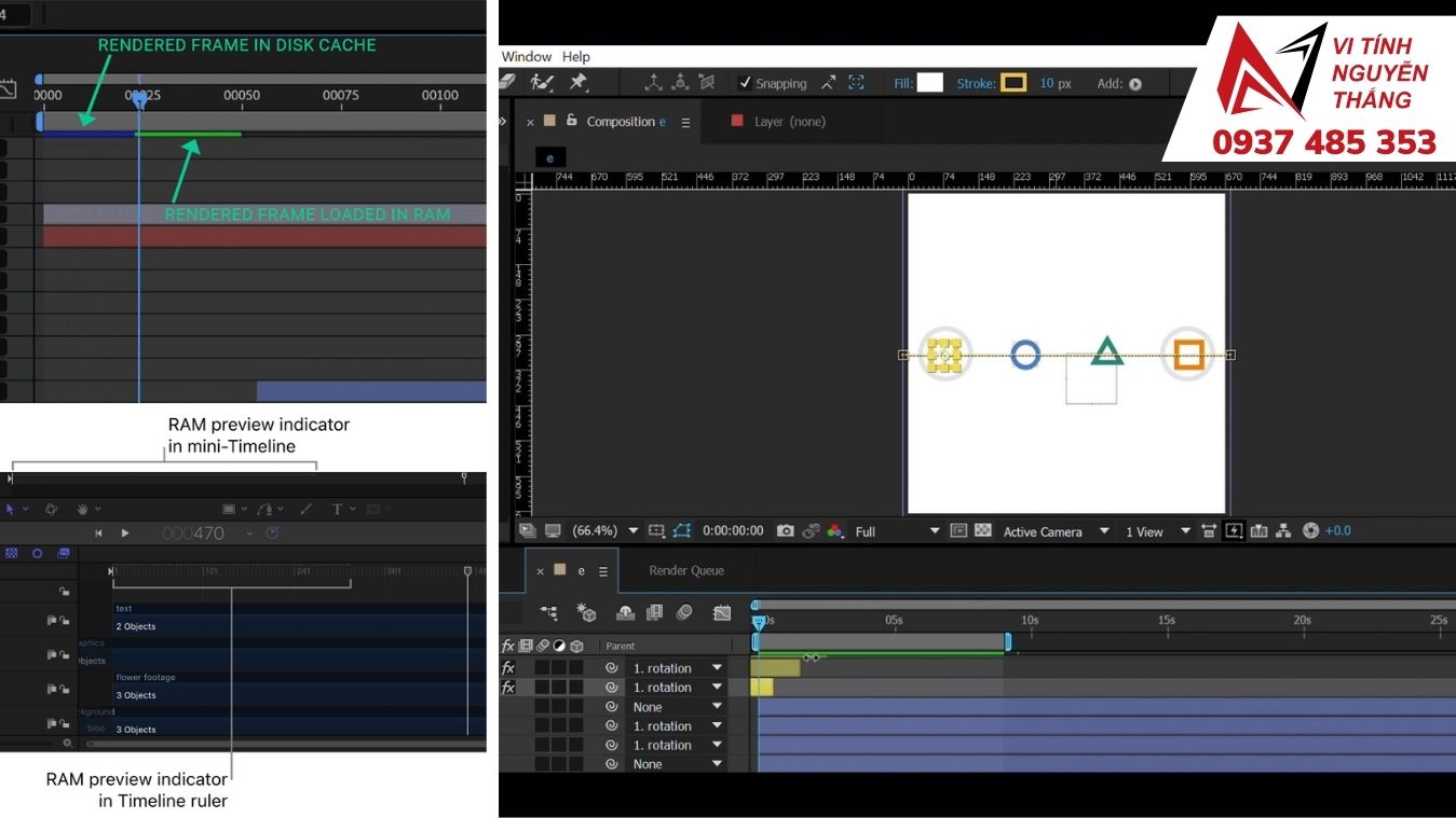 RAM Preview và Disk Cache quyết định độ mượt khi PC chạy After Effects