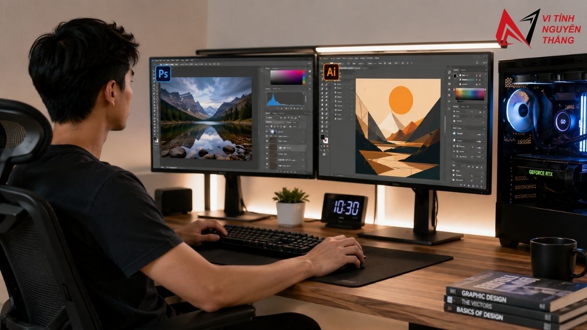 Photoshop và Illustrator sử dụng CPU, RAM, SSD và GPU khác nhau
