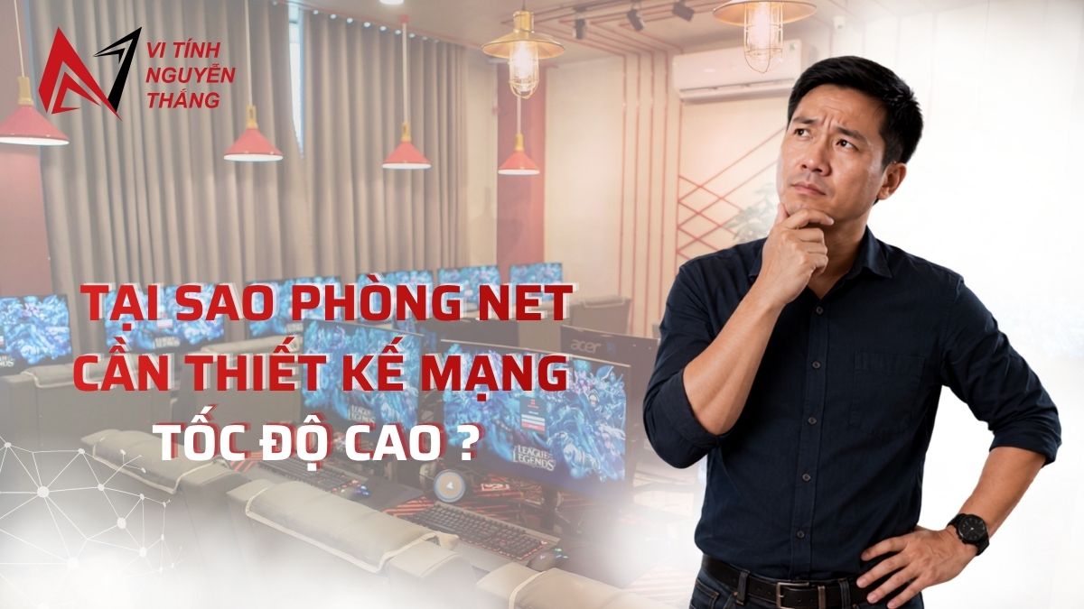 Thiết kế điện mạng phòng net với tủ rack và đường dây đi gọn gàng