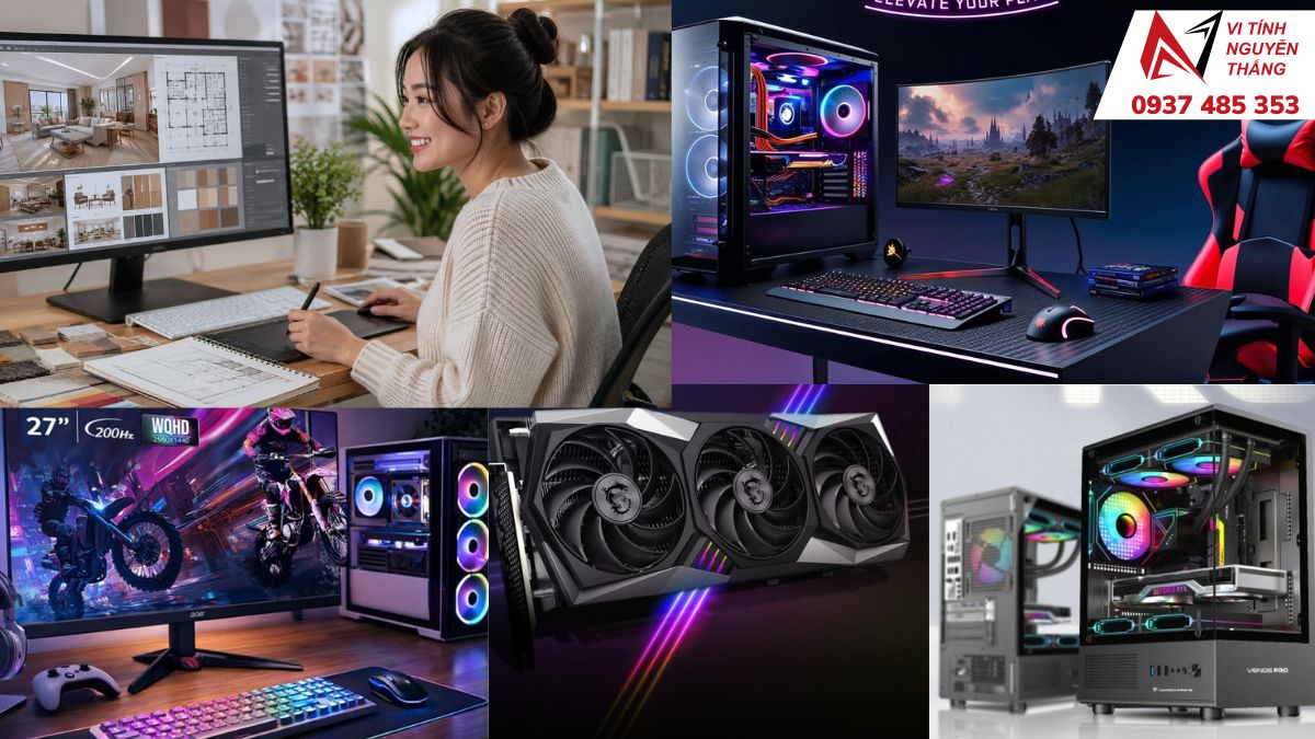 Kỹ thuật viên Vi Tính Nguyễn Thắng kiểm tra PC đồ họa trước khi bàn giao