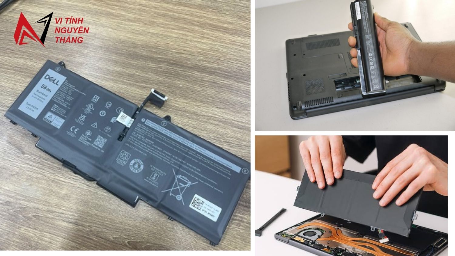 Kỹ thuật viên Vi Tính Nguyễn Thắng kiểm tra pin laptop cho khách tại Đồng Nai