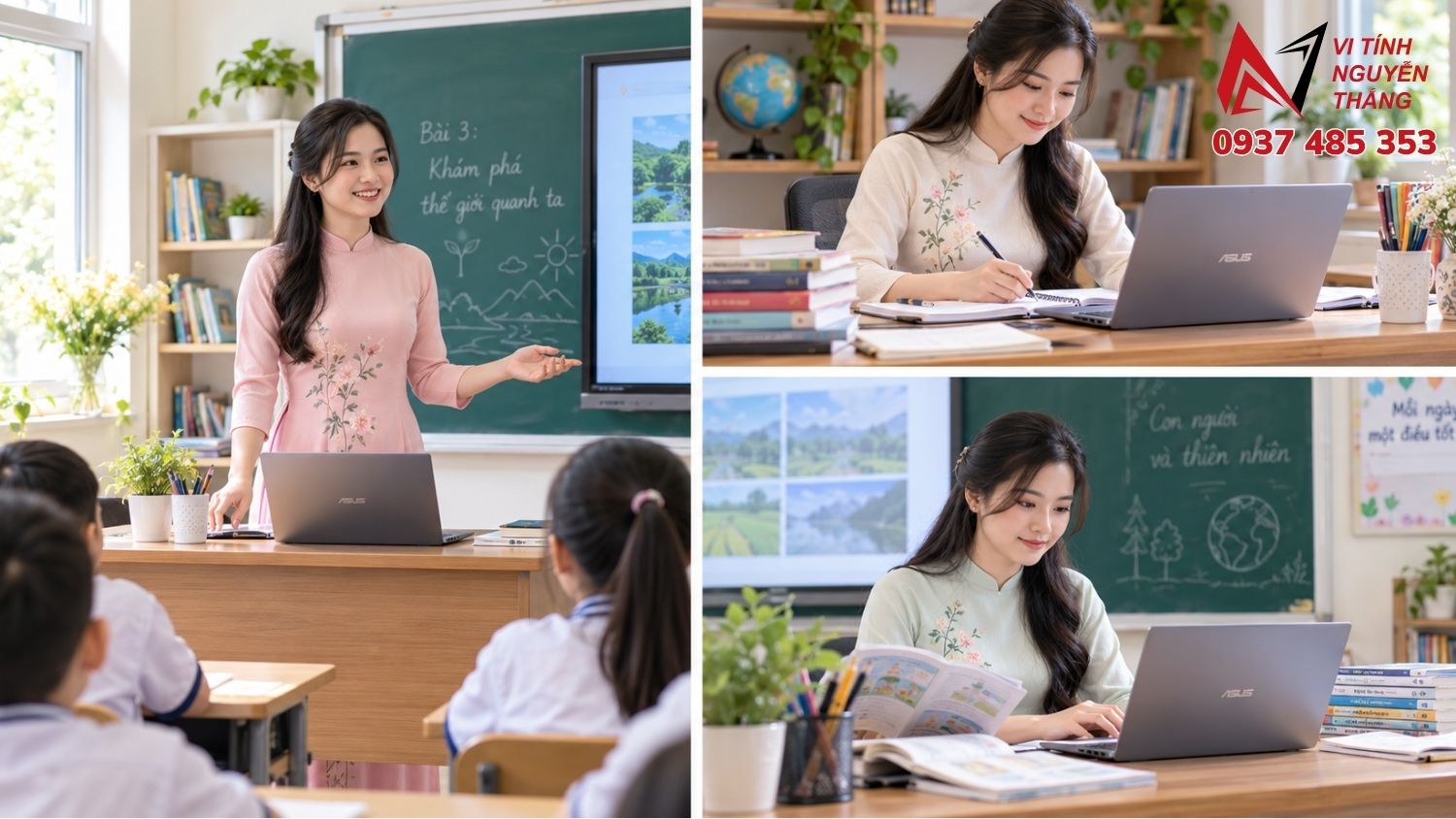 Các mẫu laptop mỏng nhẹ cho giáo viên trưng bày tại Vi Tính Nguyễn Thắng