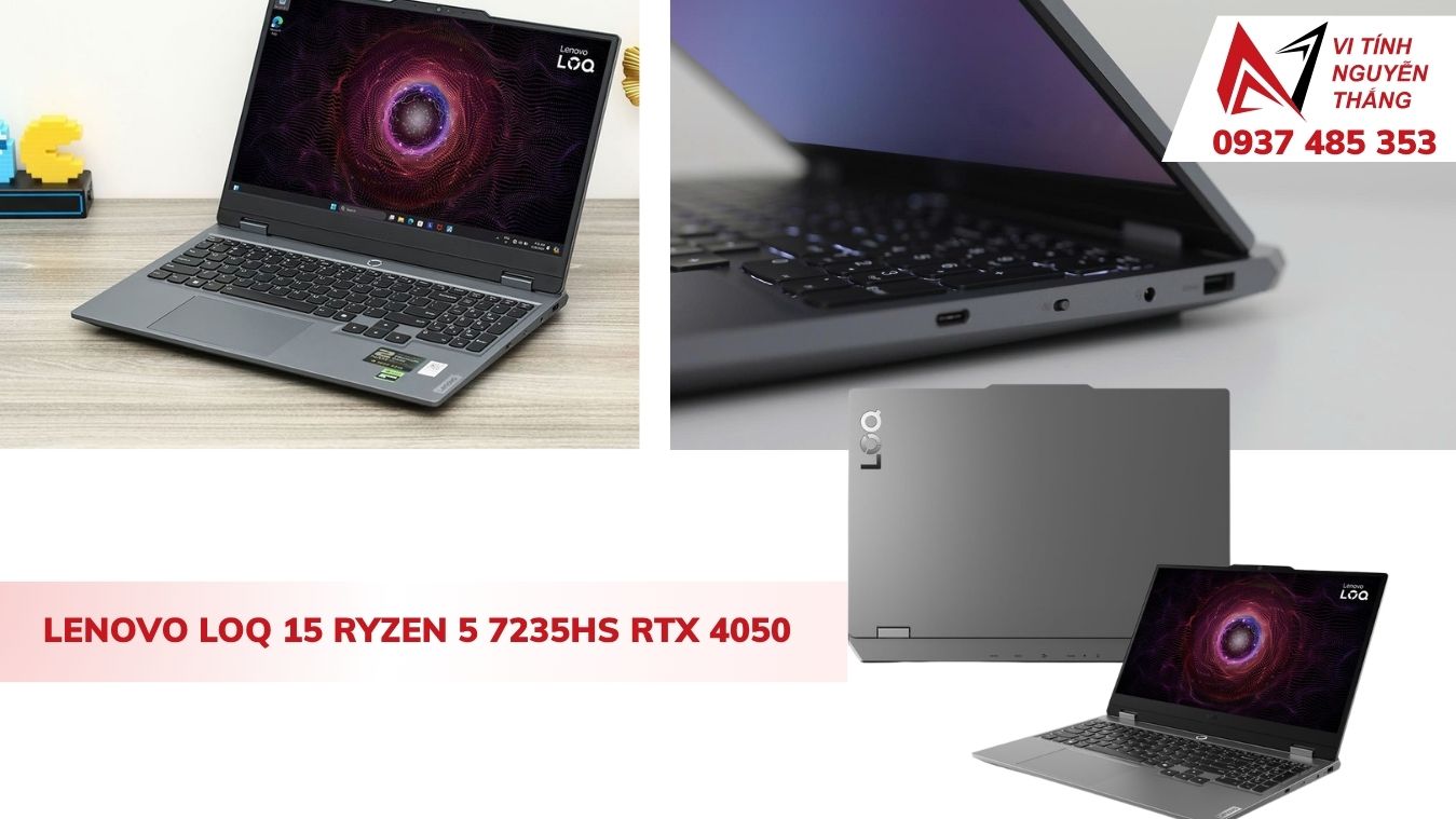 Laptop Lenovo LOQ 15 Ryzen 5 7235HS card RTX 4050 màn hình 144Hz