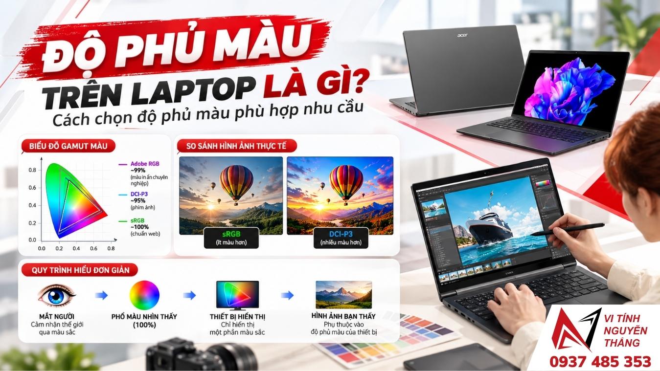 So sánh màn hình laptop 45% sRGB và 100% sRGB