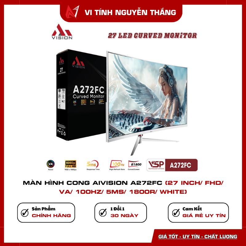 Màn hình cong Aivision A272FC 27 inch màu trắng