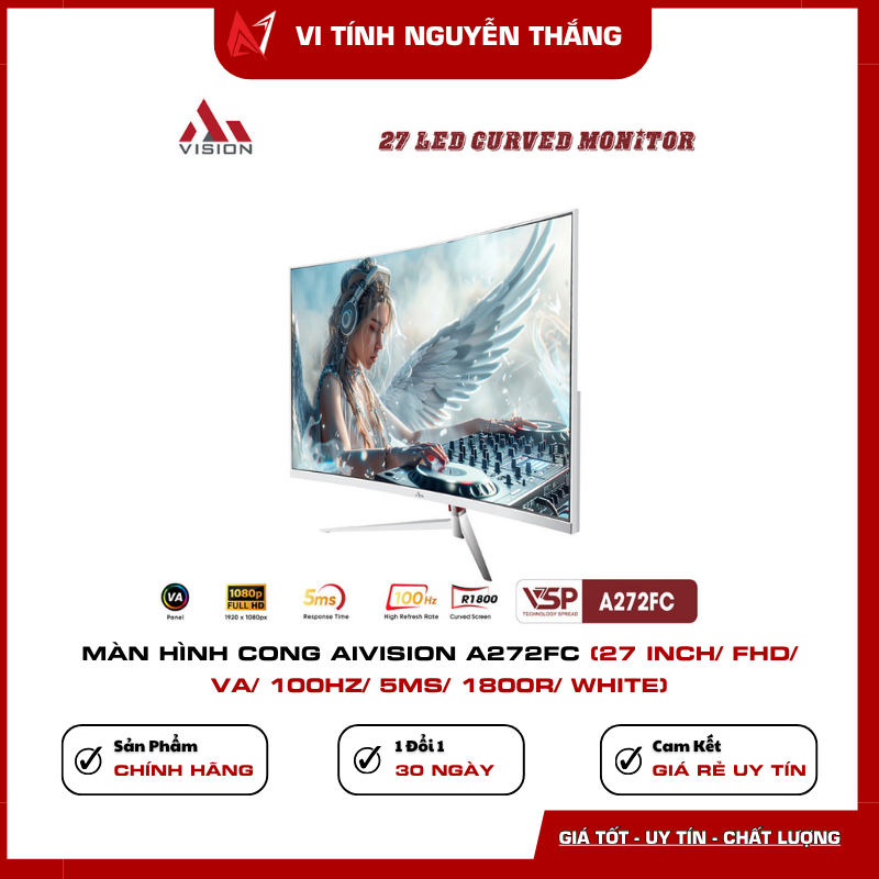 Màn hình Aivision A272FC Full HD tấm nền VA