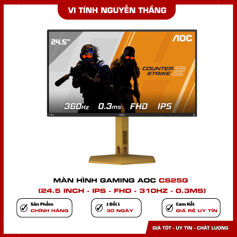Màn hình gaming AOC CS25G 24.5 inch Full HD nhìn từ phía trước