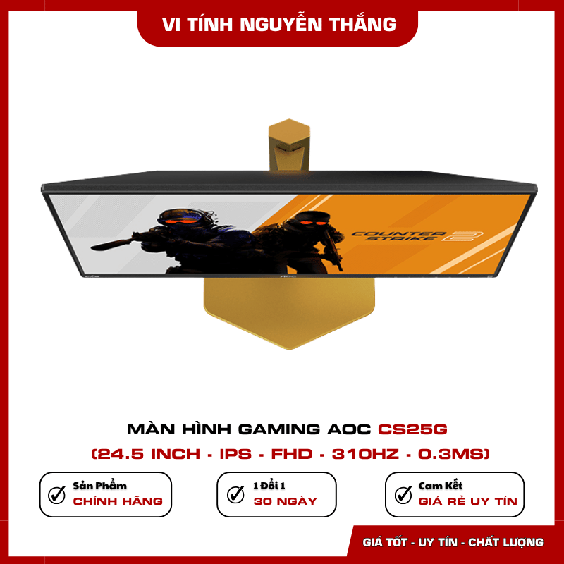 Cổng kết nối và chân đế điều chỉnh của màn hình gaming AOC CS25G