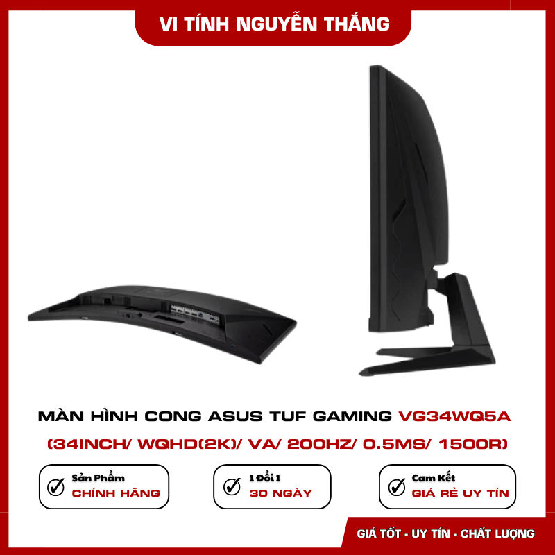 ASUS TUF Gaming VG34WQ5A tần số quét 200Hz và phản hồi 0.5ms