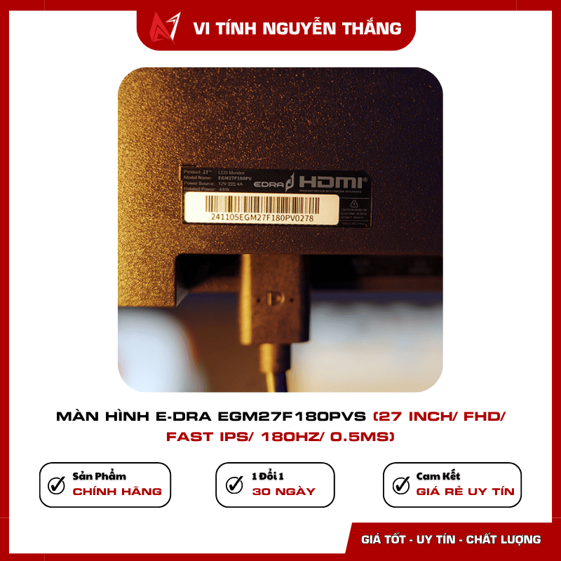 Màn hình E-Dra EGM27F180PVS phù hợp PC gaming và làm việc