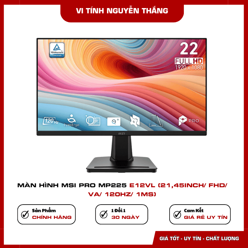 Màn hình MSI PRO MP225 E12VL 21.45 inch gọn gàng cho văn phòng