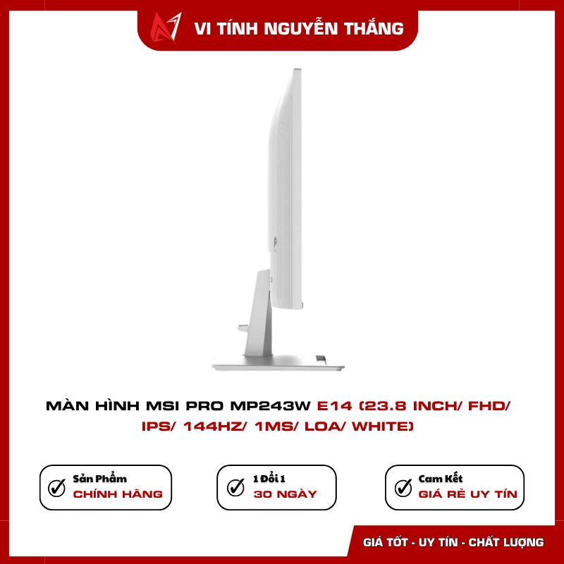 MSI PRO MP243W E14 màu trắng cho góc setup PC