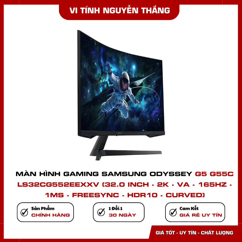 Góc máy gaming sử dụng màn hình Samsung Odyssey G5 G55C 32 inch