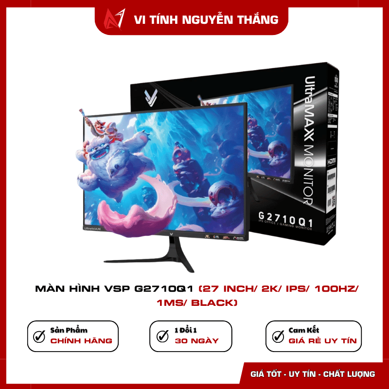 Màn hình VSP G2710Q1 màu đen thiết kế phẳng