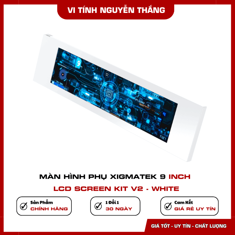 Màn hình LCD Xigmatek 9 inch màu trắng gắn case PC