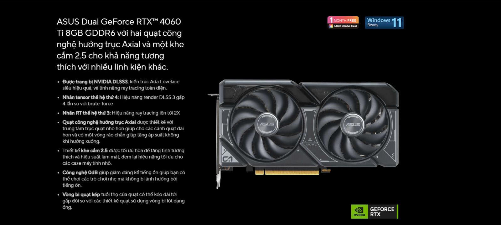 vga asus dual rtx4060ti 8gb evo gddr6