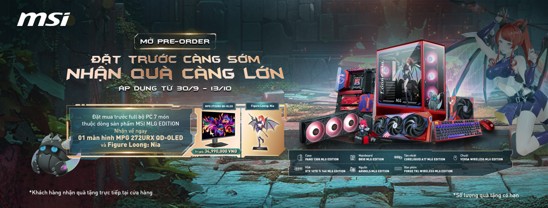 🎁 Quà tặng khủng: Màn hình MSI MPG 272URX QD-OLED 27 inch – công nghệ OLED